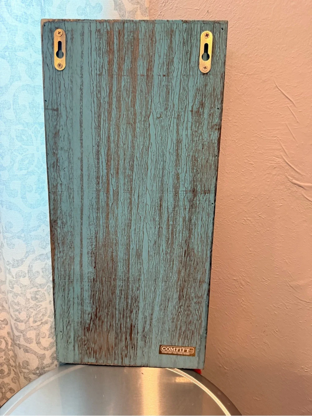 2 Slot Light teal wall mounted mail sorter organizer with chalkboard